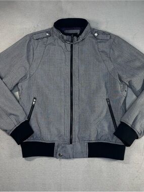 Gramercy Men's Grey Micro-Check Bomber Jacket - Classic Casual